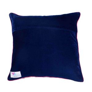 Blue Velvet With Embroidery Cushion Cover