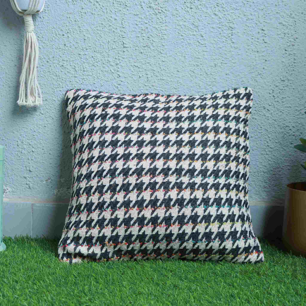 Classy Black and White Chess Design Cushion Cover