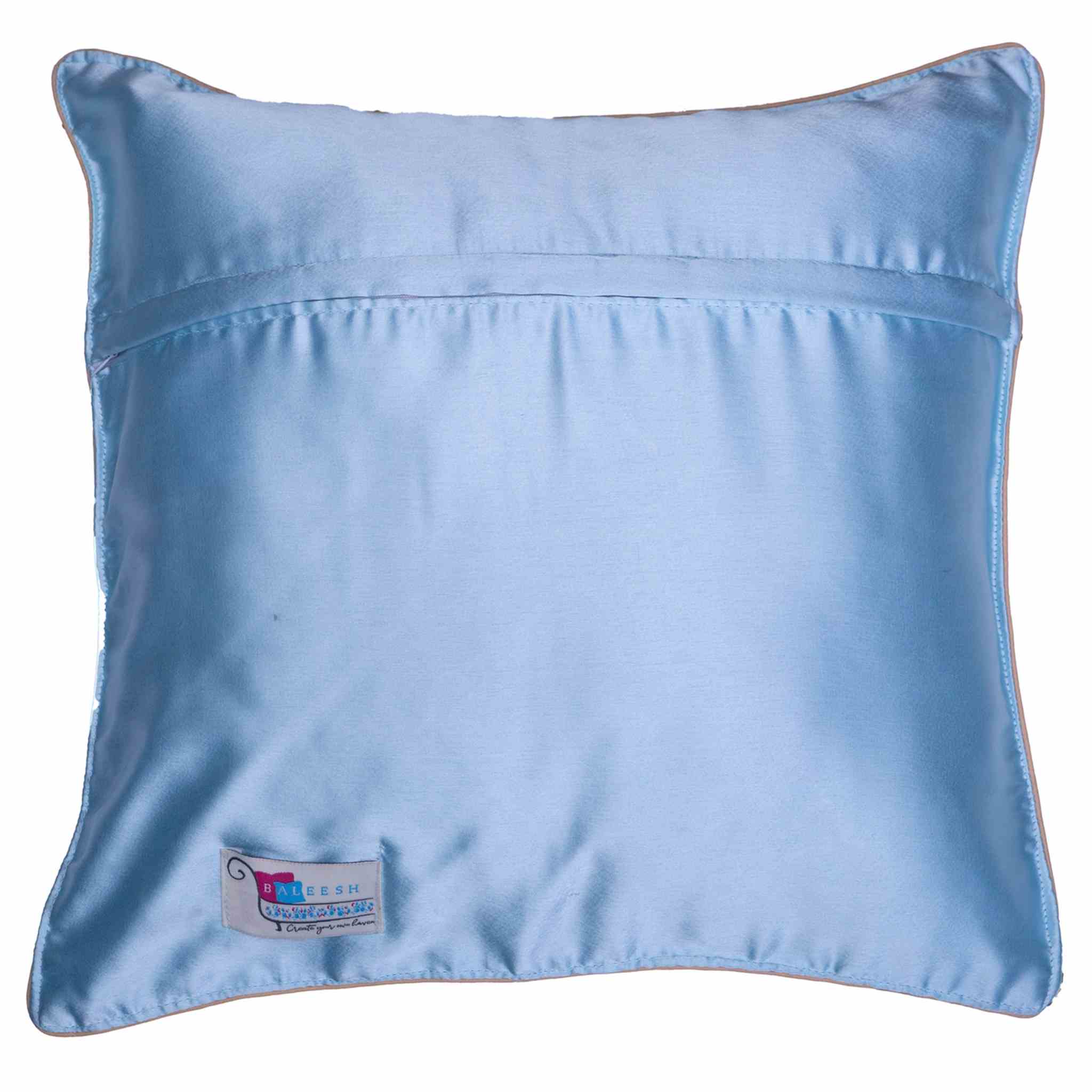 Festive Blue Cushion Cover With Sequin Work