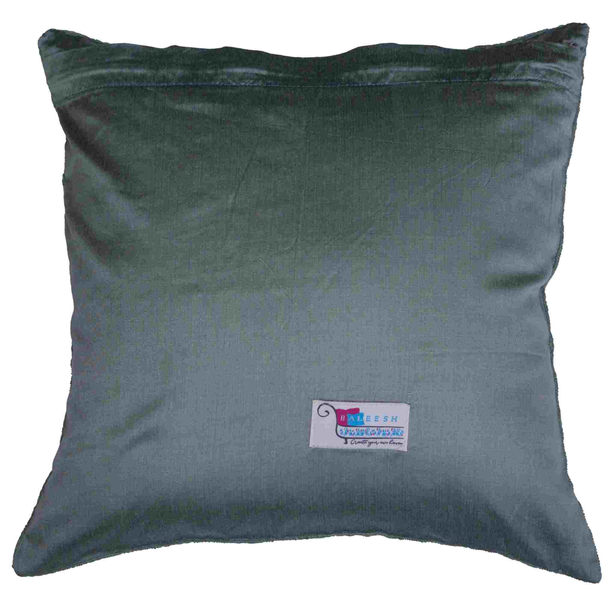 Green Single-Toned Phulkari Cushion Cover