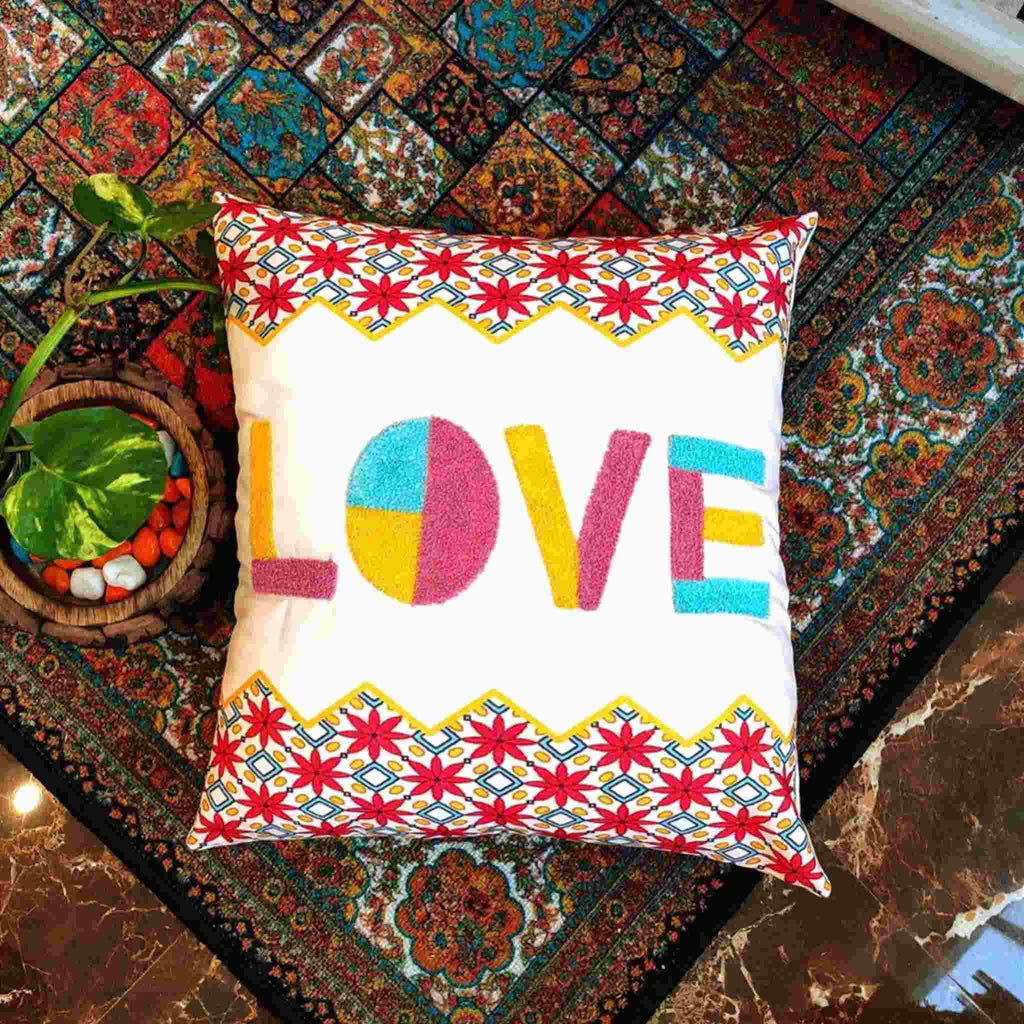 Love Towel Embroidery Cushion Cover