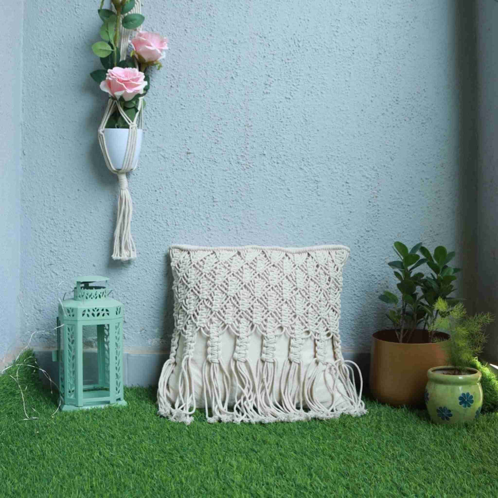 Natural Toned Macrame Cushion Cover