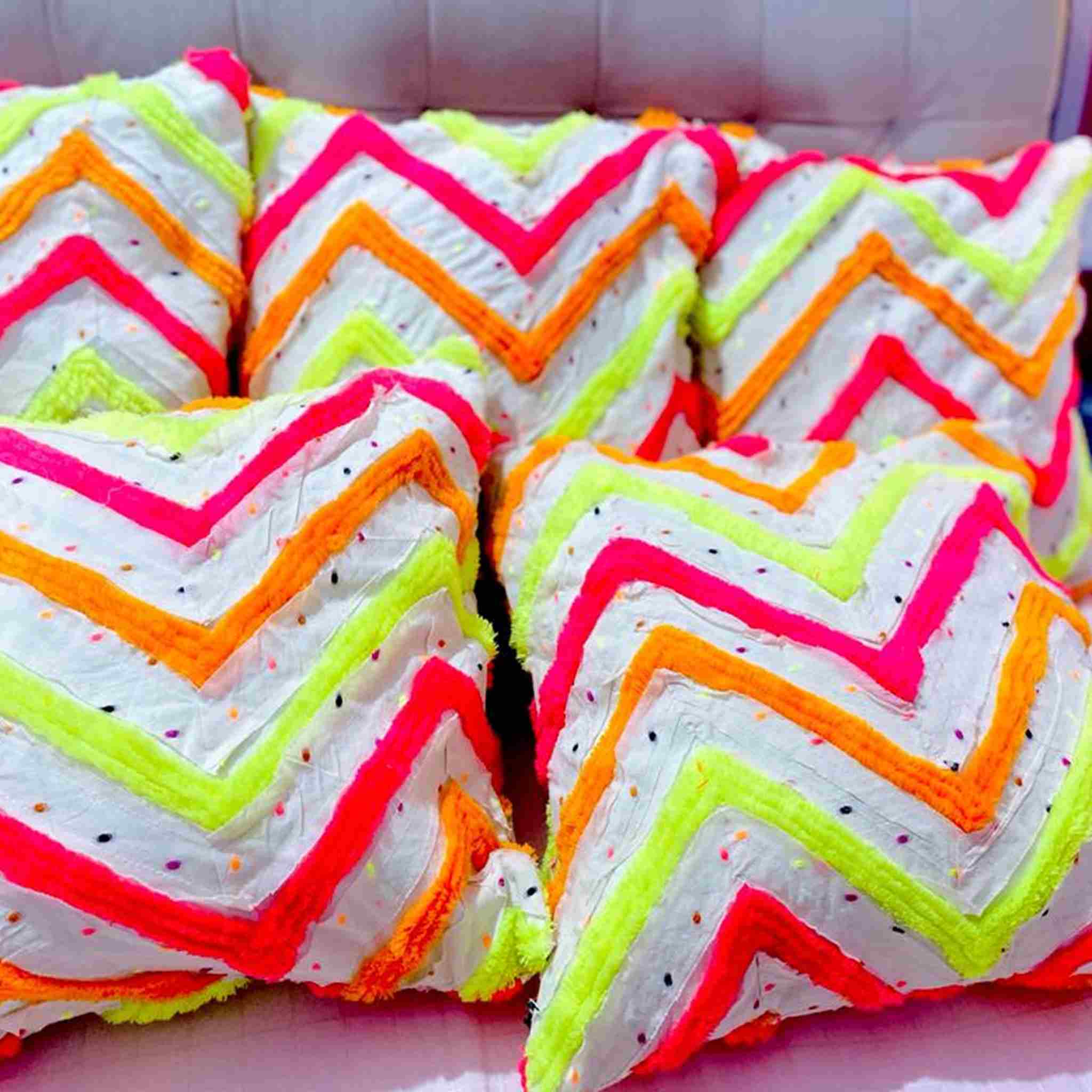 Neon Slub Cushion Cover With Organic Cotton