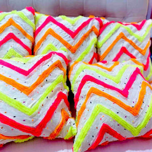 Neon Slub Cushion Cover With Organic Cotton