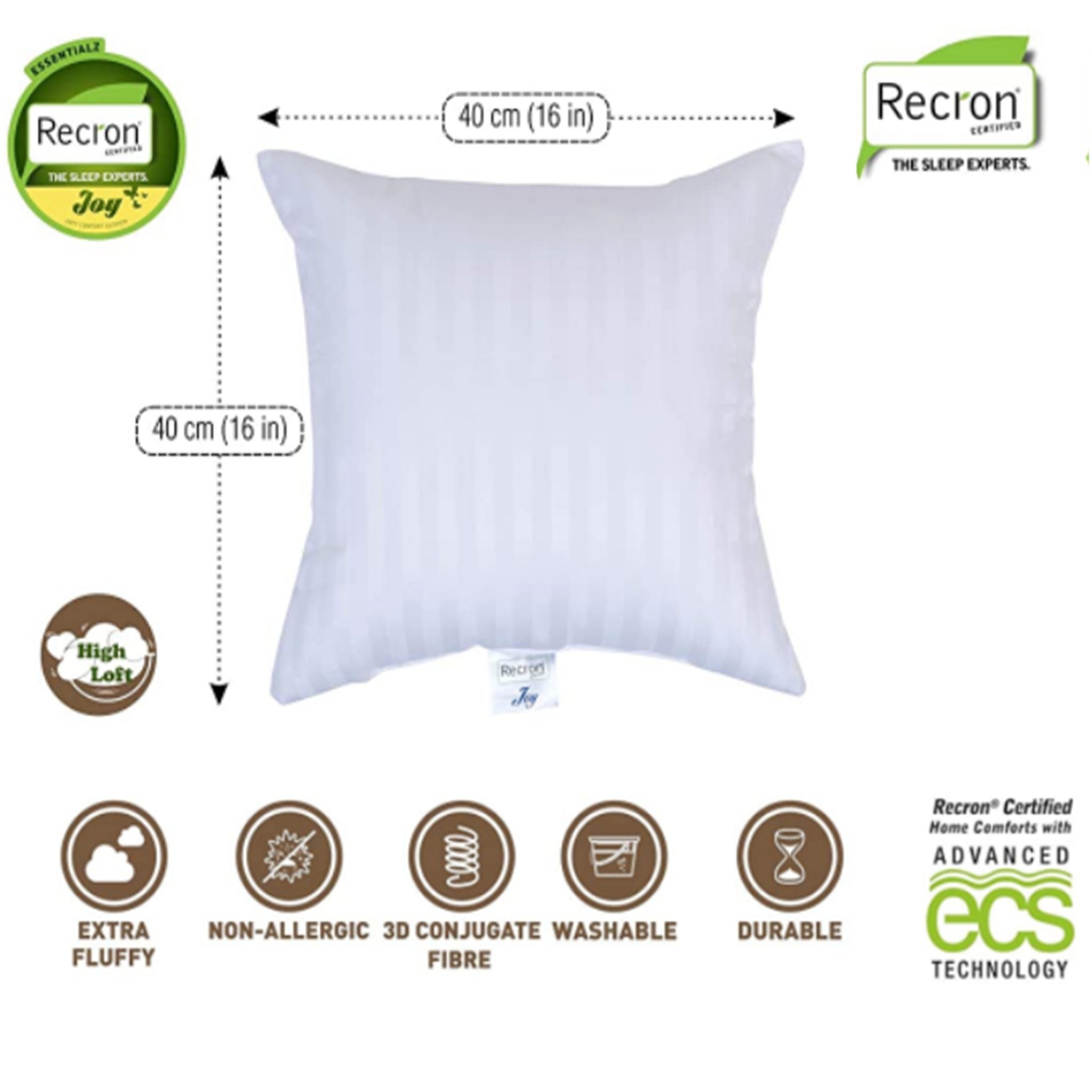 Recron Certified Square Cushion Cover/Filler