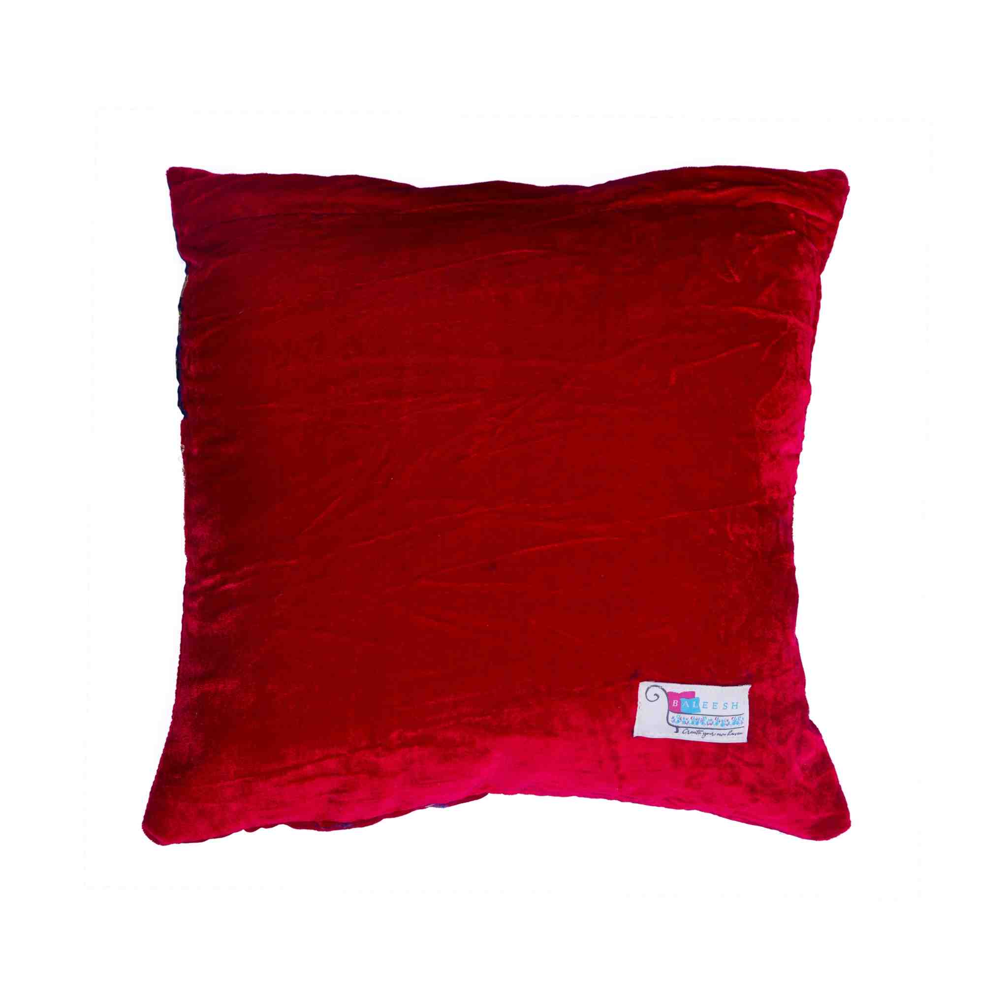 Red Velvet Patchwork Cushion Cover