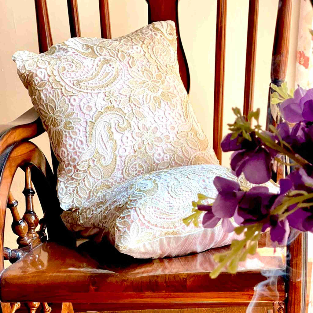 White Cutwork Lacy Cushion Cover