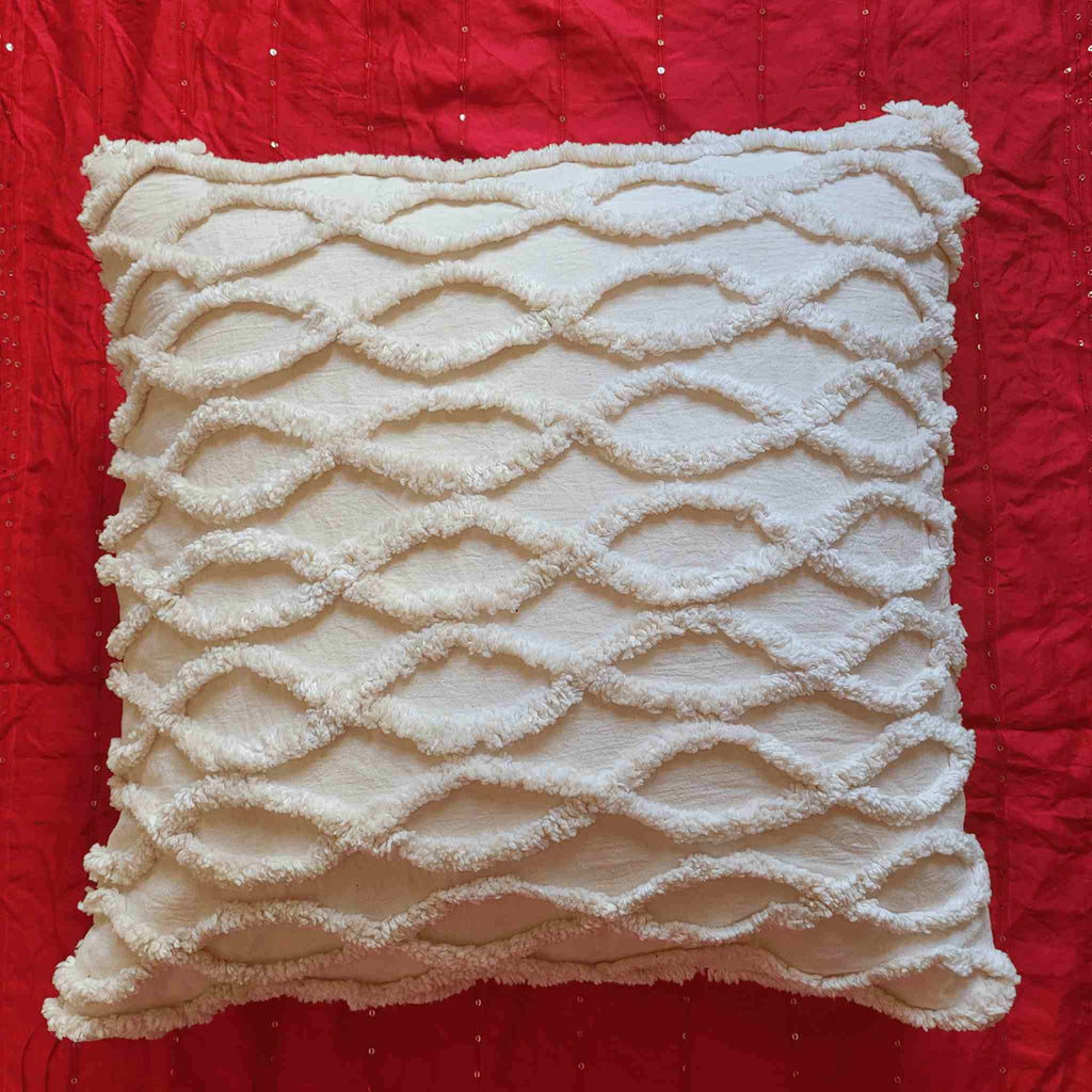 White Slub Cushion Cover