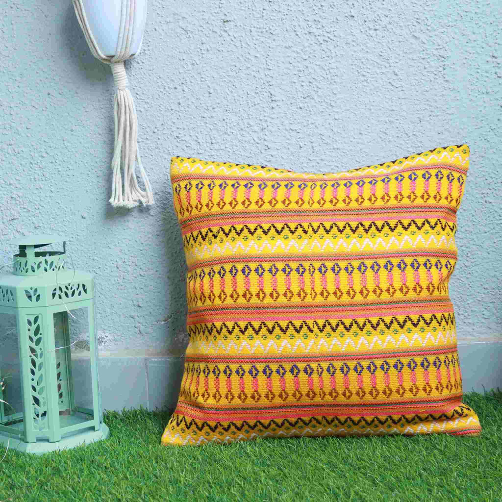 Yellow Knitted Cushion Cover